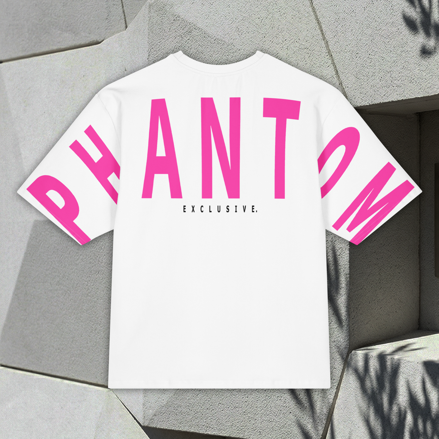 Oversized Large Text T Shirt - Hot Pink Text