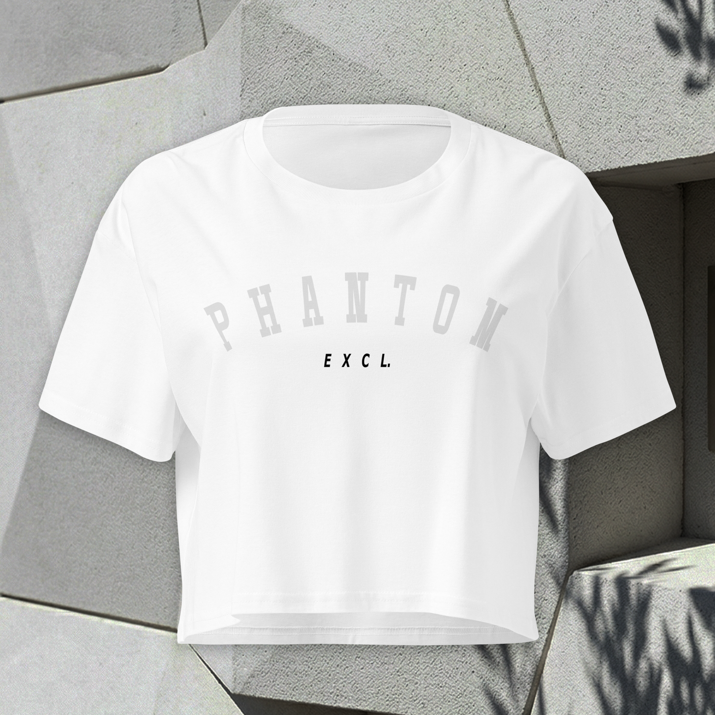 Women’s Summer Crop Top - White - Light Grey Text