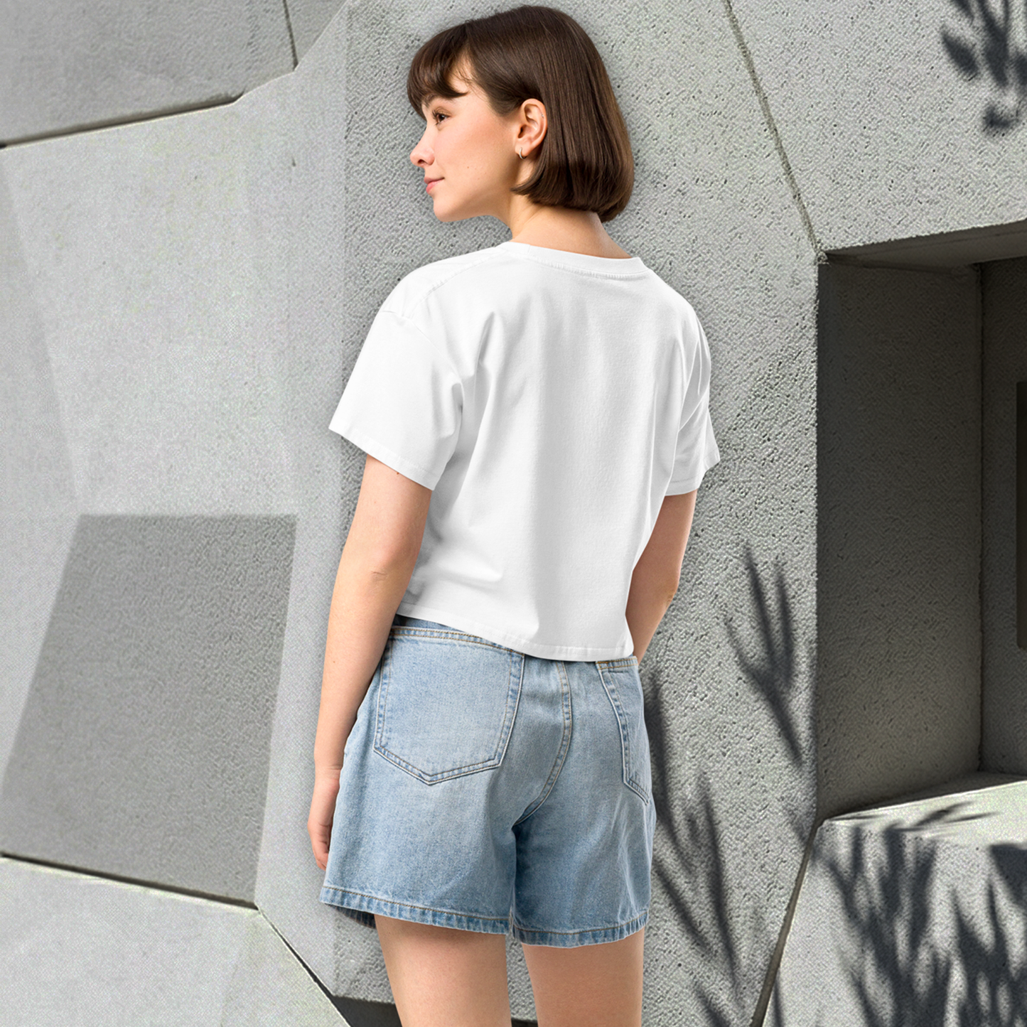 Women’s Summer Crop Top - White - Light Grey Text