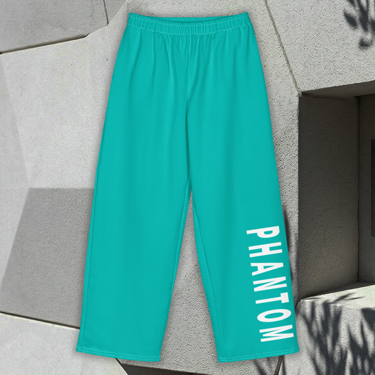 Wide Legged Cotton Joggers - Iris Blue