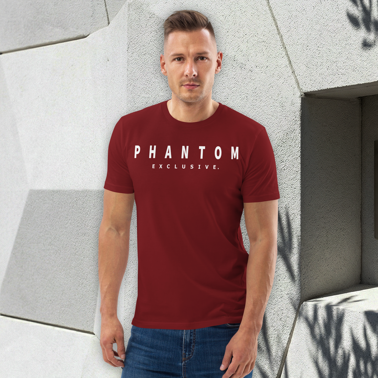 Modern Fitted T Shirt - Burgundy - White Text
