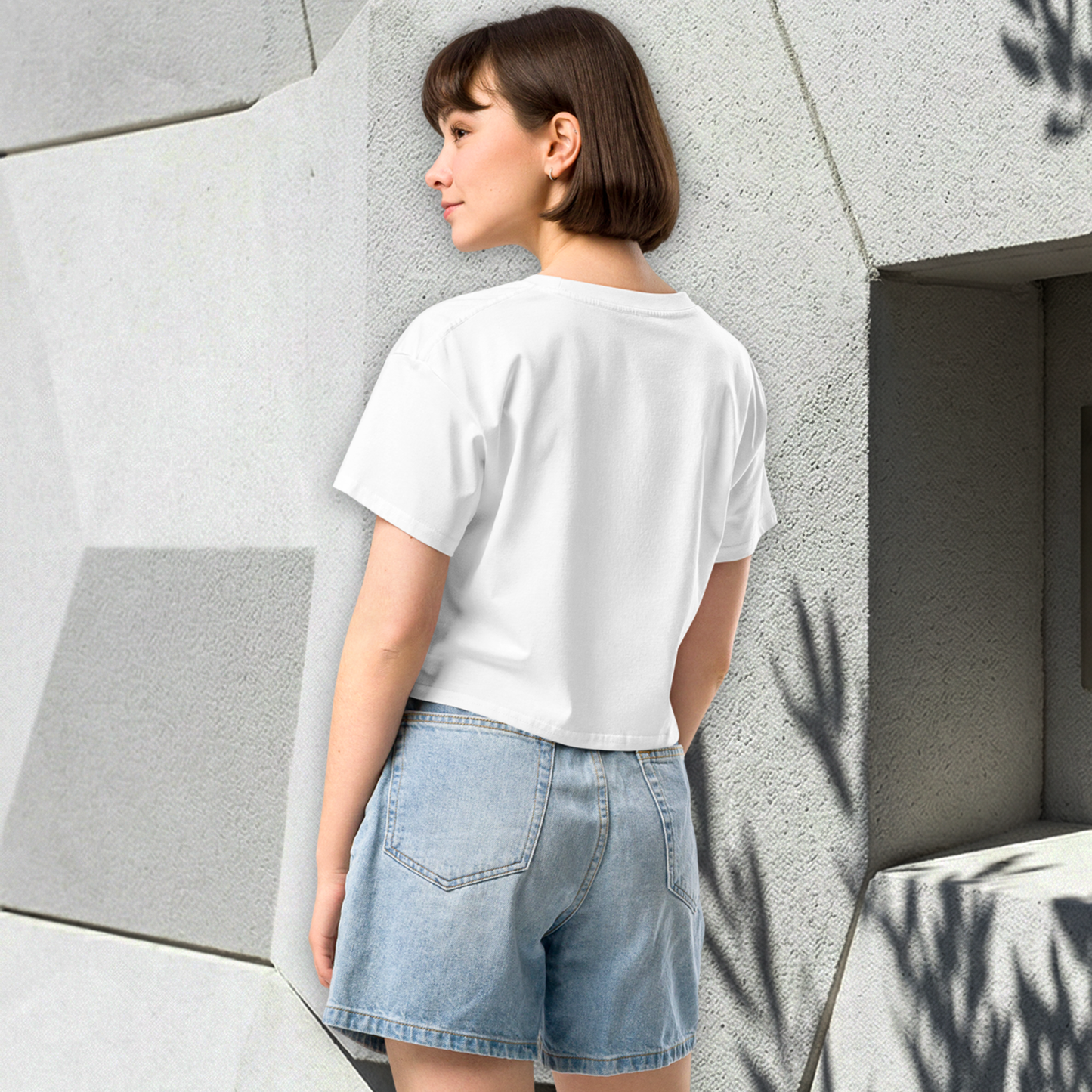Women’s Summer Crop Top - White - Black Text