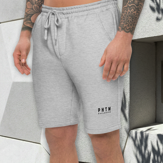 Men's Fleece Shorts - Grey - Black Text