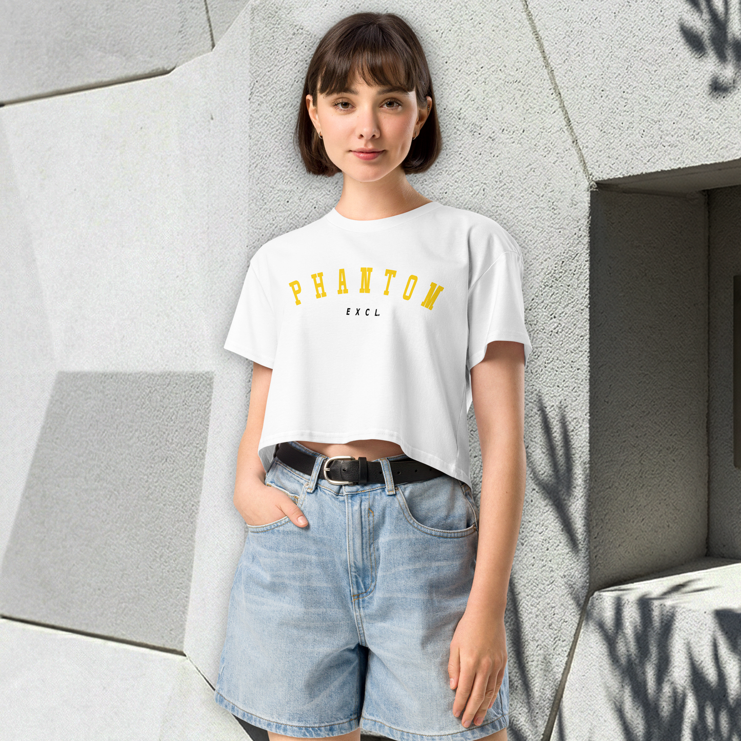 Women’s Summer Crop Top - White - Gold Text