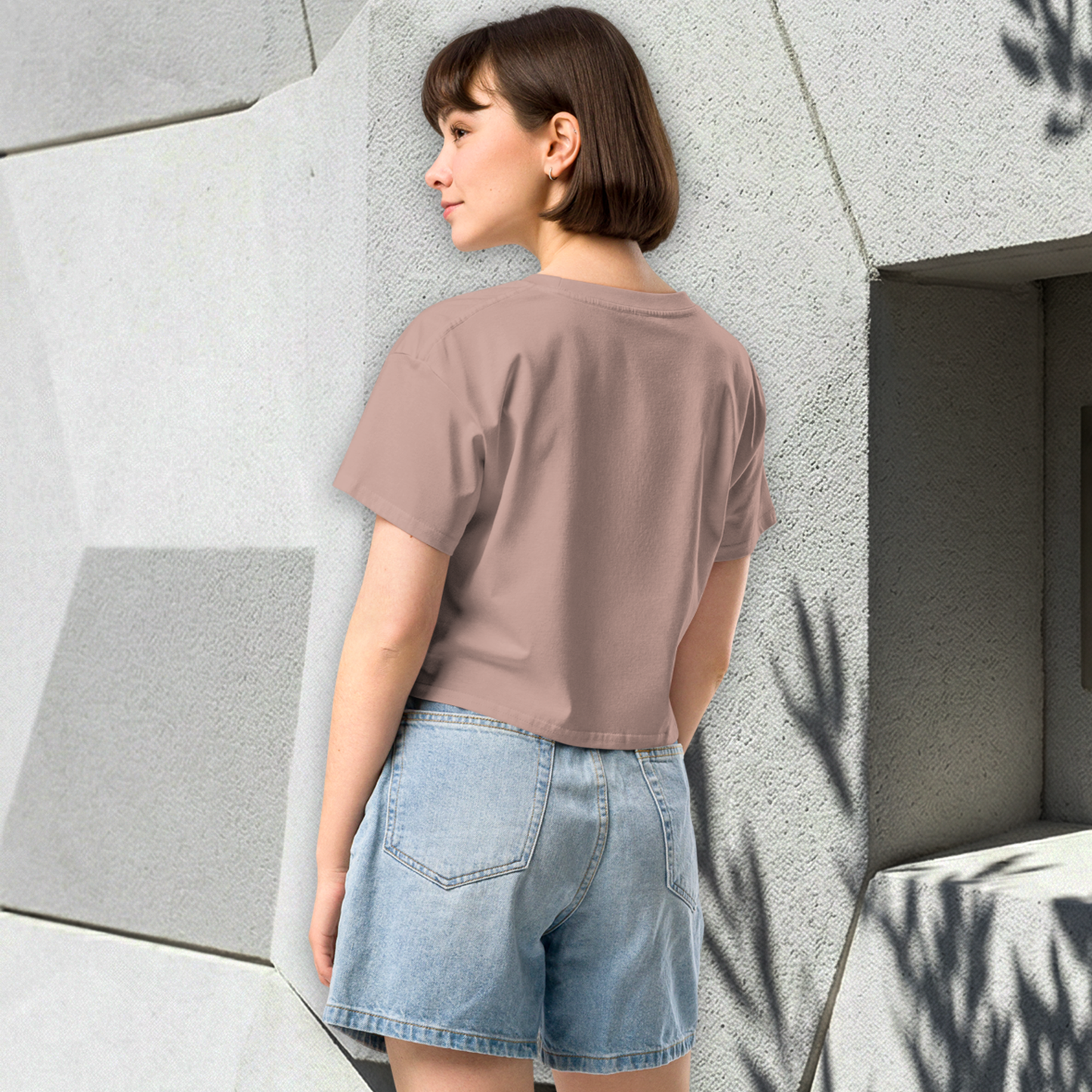 Women’s Summer Crop Top - Hazy Pink - White Text