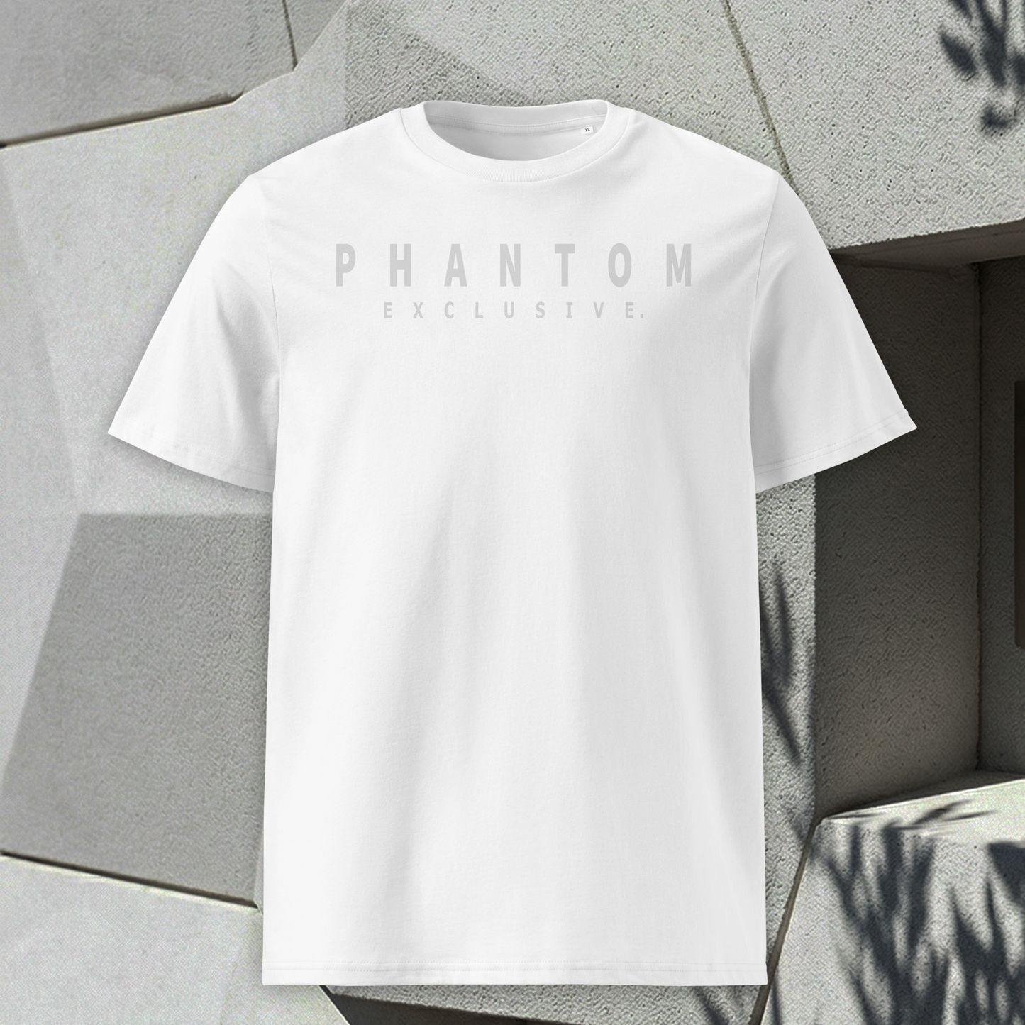Modern Fitted T Shirt - White - Light Grey Text