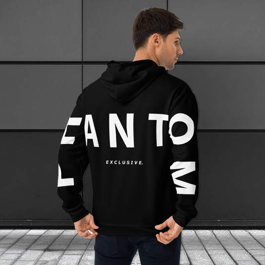 Large Text - Premium Active Hoodies - Black - White Text