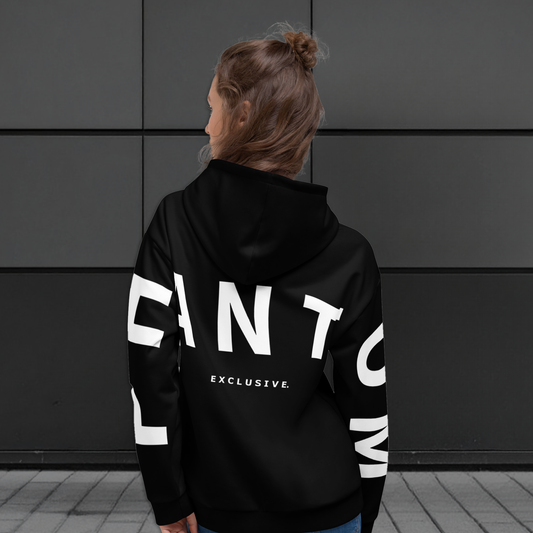 Womens - Large Text - Premium Hoodies - Black - White Text