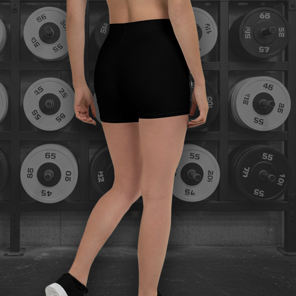 Women's Legging Shorts - Black - White Text