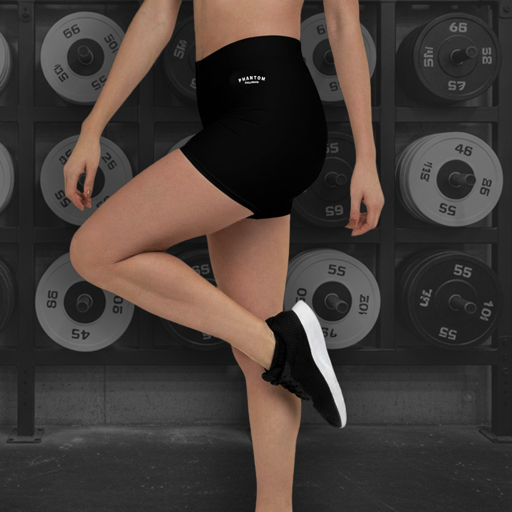 Women's Legging Shorts - Black - White Text