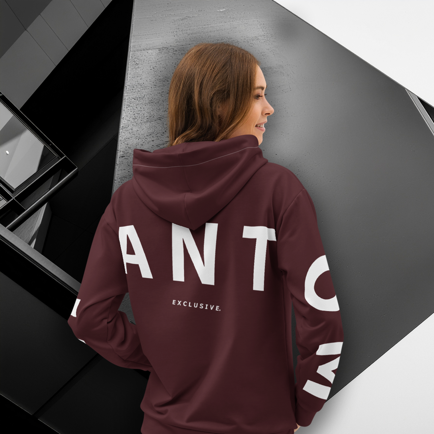 Women’s Premium Cotton Hoodie - Large Text - Burgundy