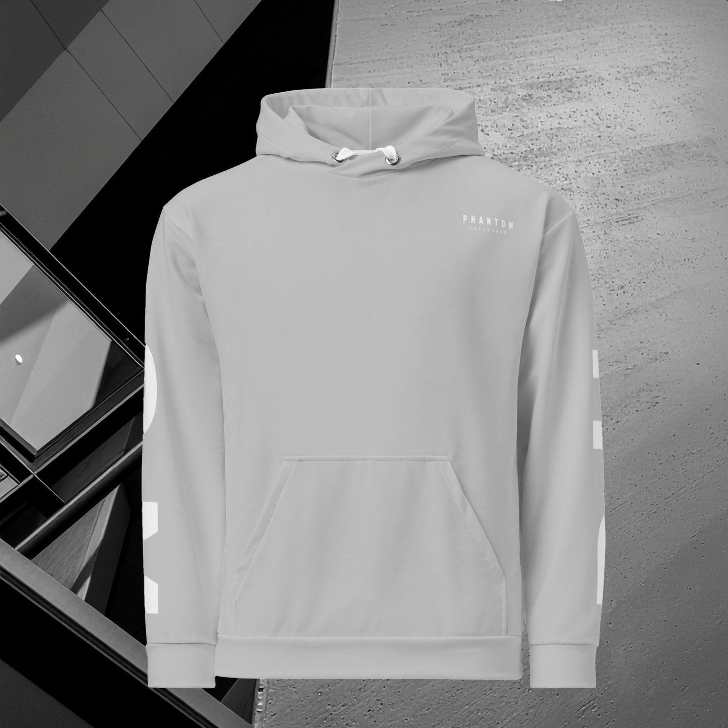 Premium Cotton Large Text Hoodie - Grey & White