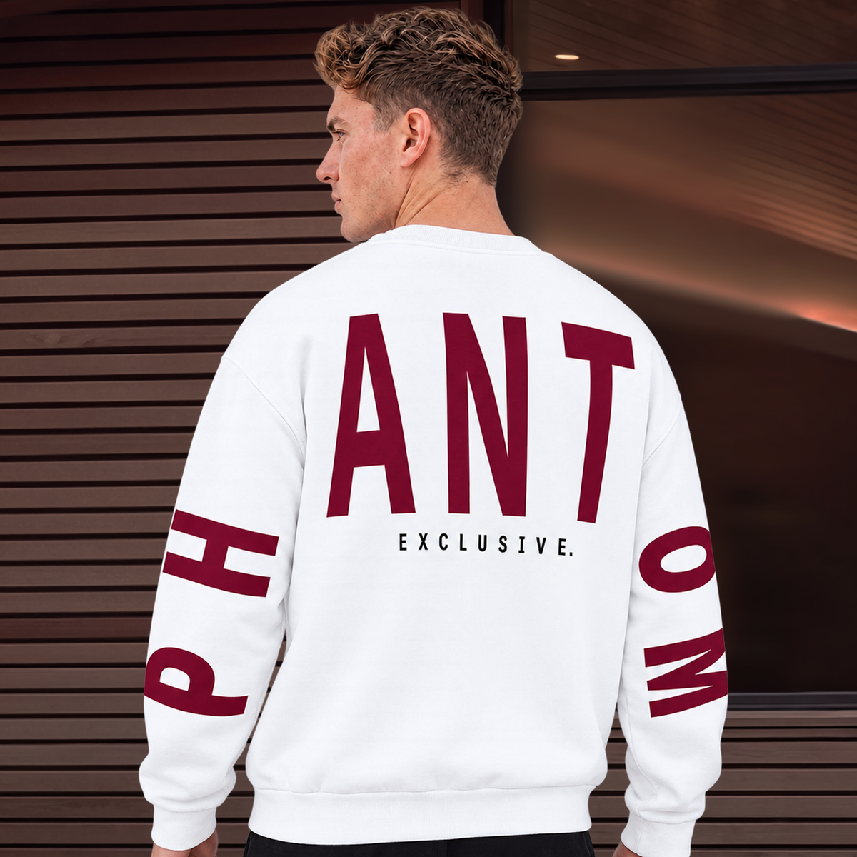 Large Text Oversized Jumper - Burgundy Text