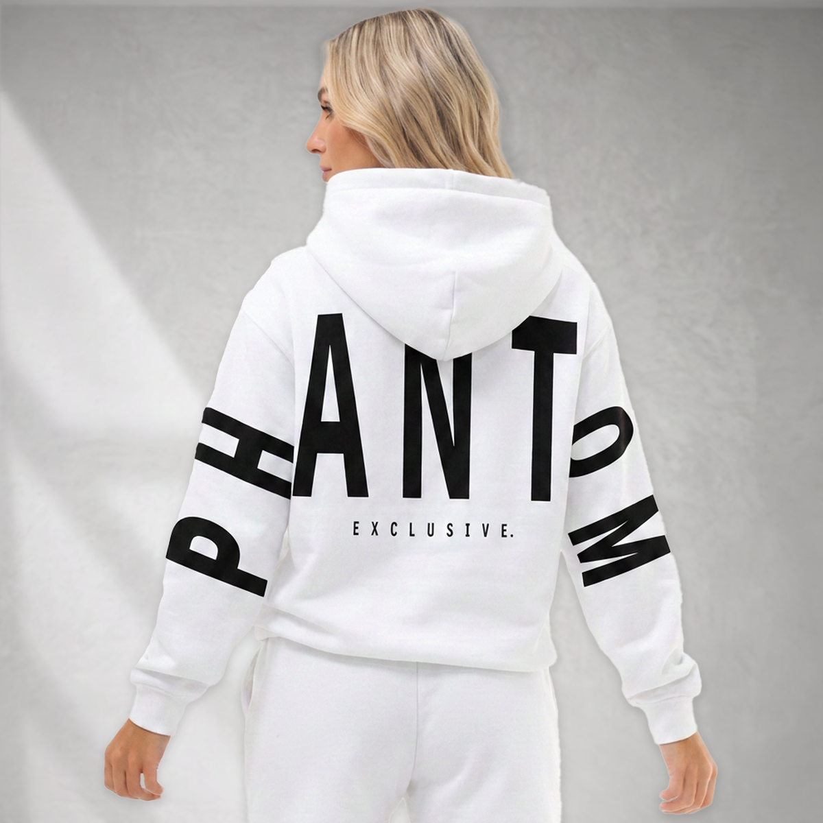 Womens Oversized Cotton Hoodie - Black Large Text