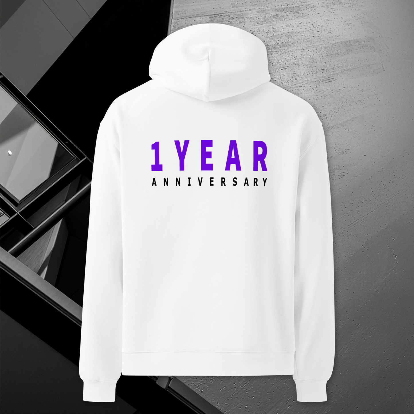 Oversized 1 Year Anniversary Hoodie - White