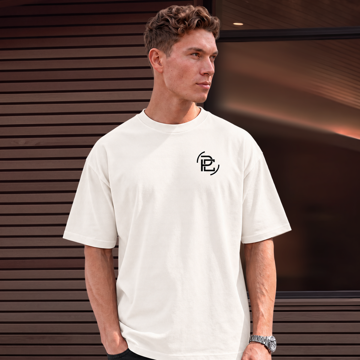 Oversized T Shirt - Merged Logo - Vintage White