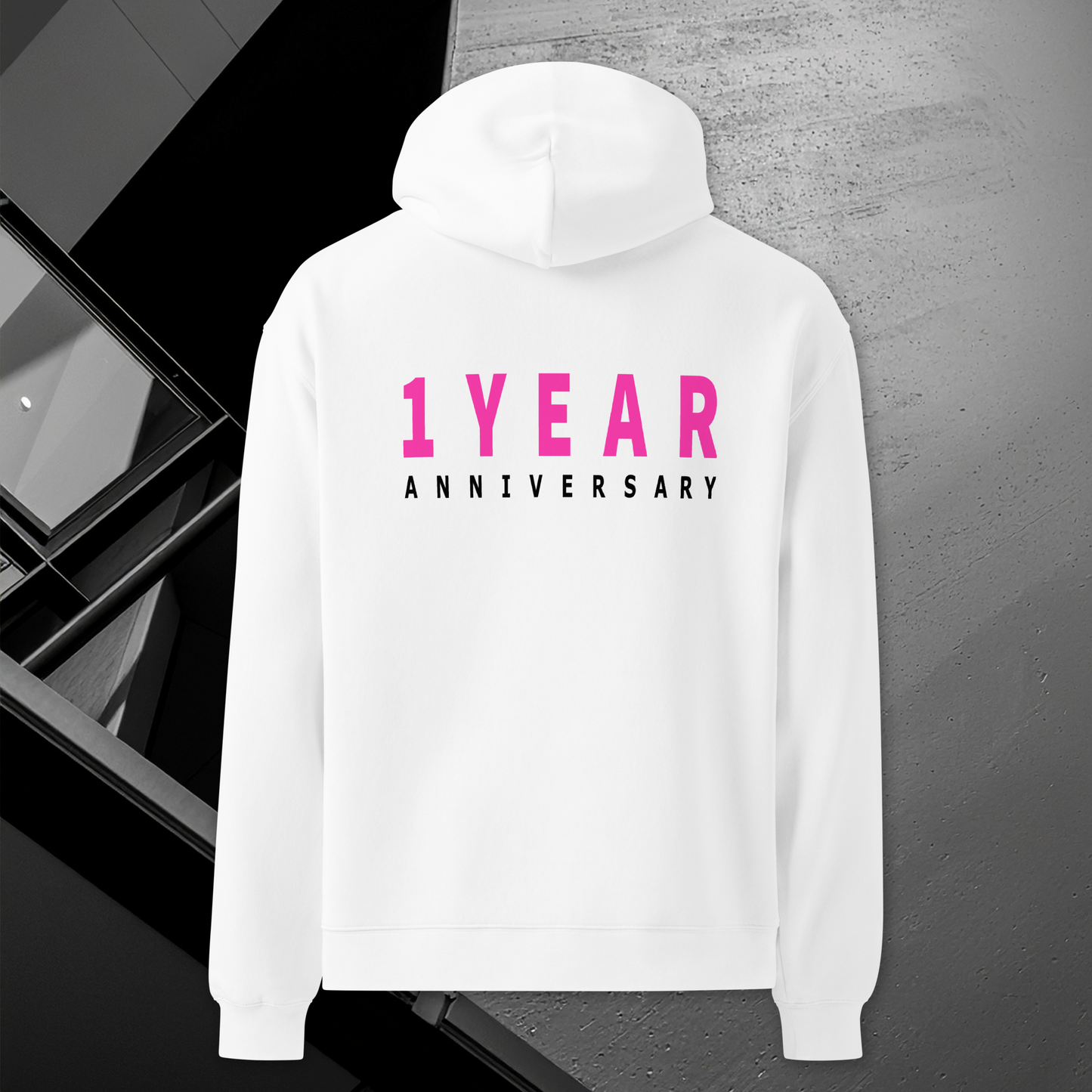 Oversized 1 Year Anniversary Hoodie - White
