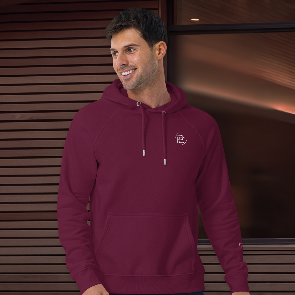 Regular Fit Merged Logo Hoodie - Burgundy