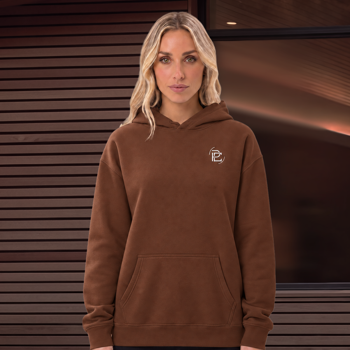 Relaxed Hoodie Merged Logo - Chestnut