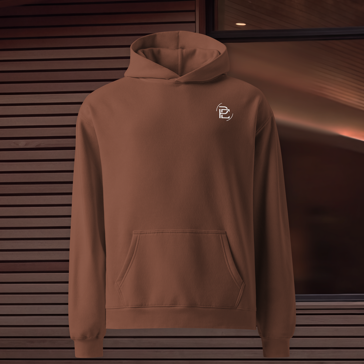 Relaxed Hoodie Merged Logo - Chestnut