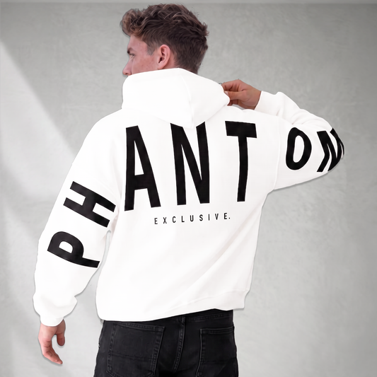 Oversized Cotton Hoodie - Black Large Text