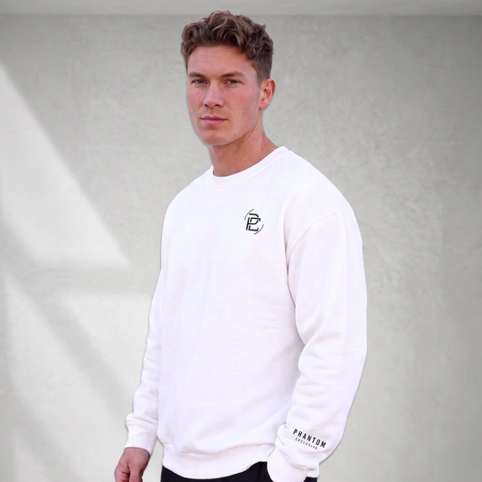 Large Text Oversized Jumper - White