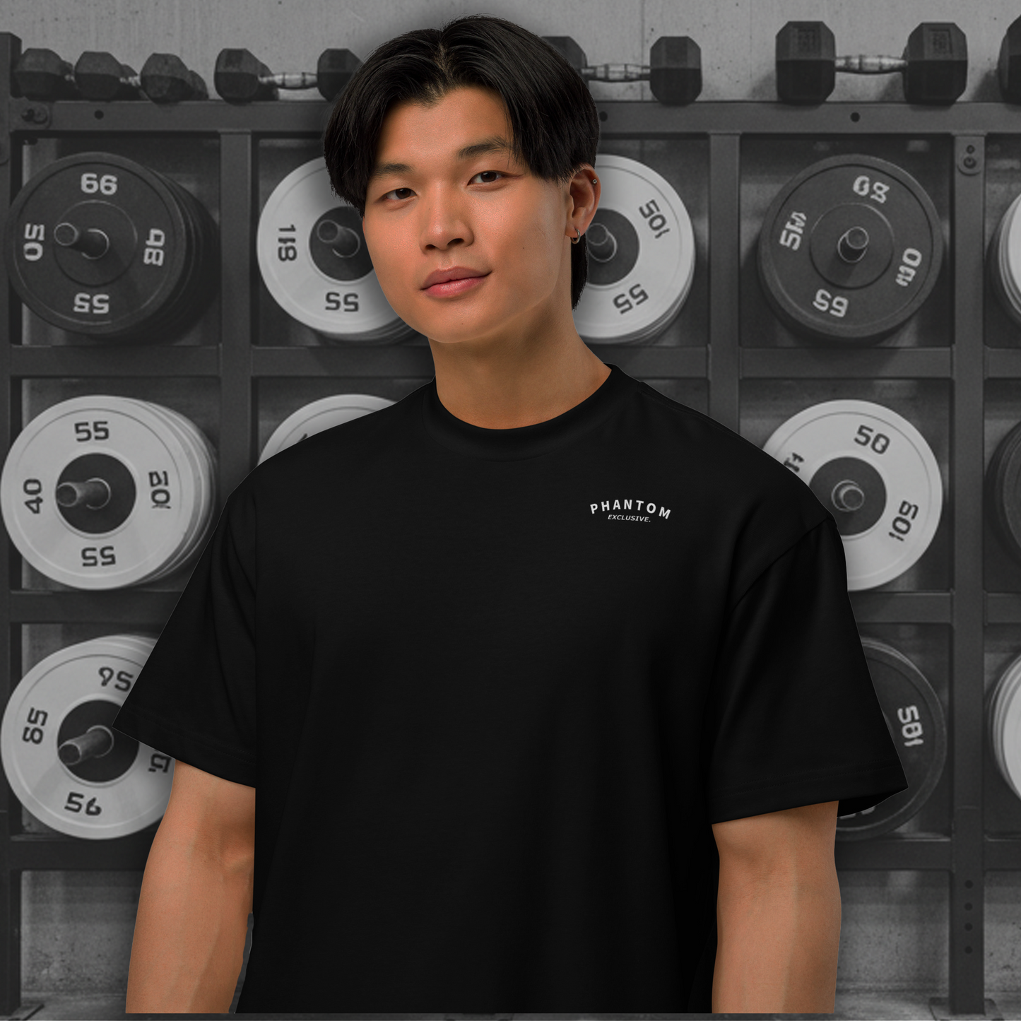 Mens - Boxy Gym Club T Shirt - Oversized - Black & White