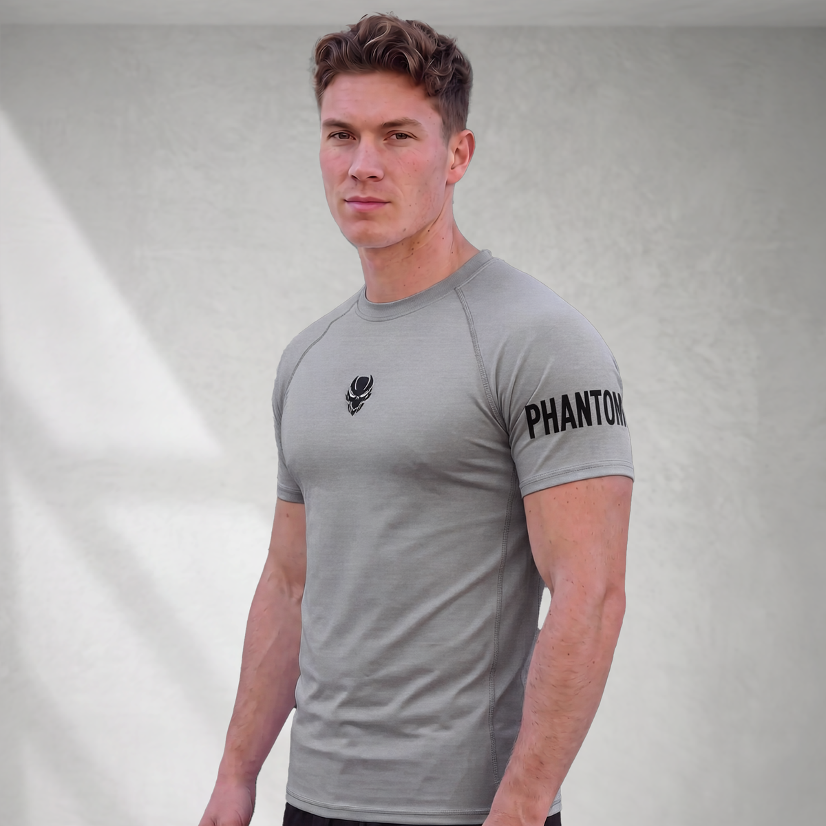 Muscle Fit Gym Top - Sleeve Design - Grey