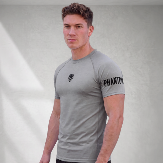 Muscle Fit Gym Top - Sleeve Design - Grey