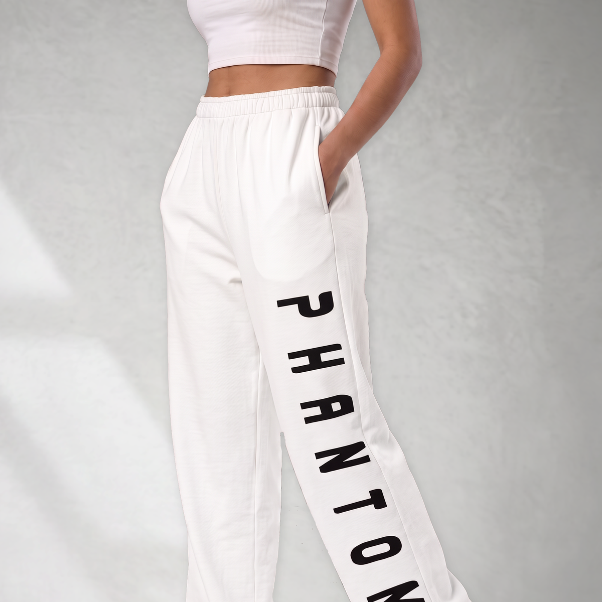 Cotton Wide Legged Joggers - White
