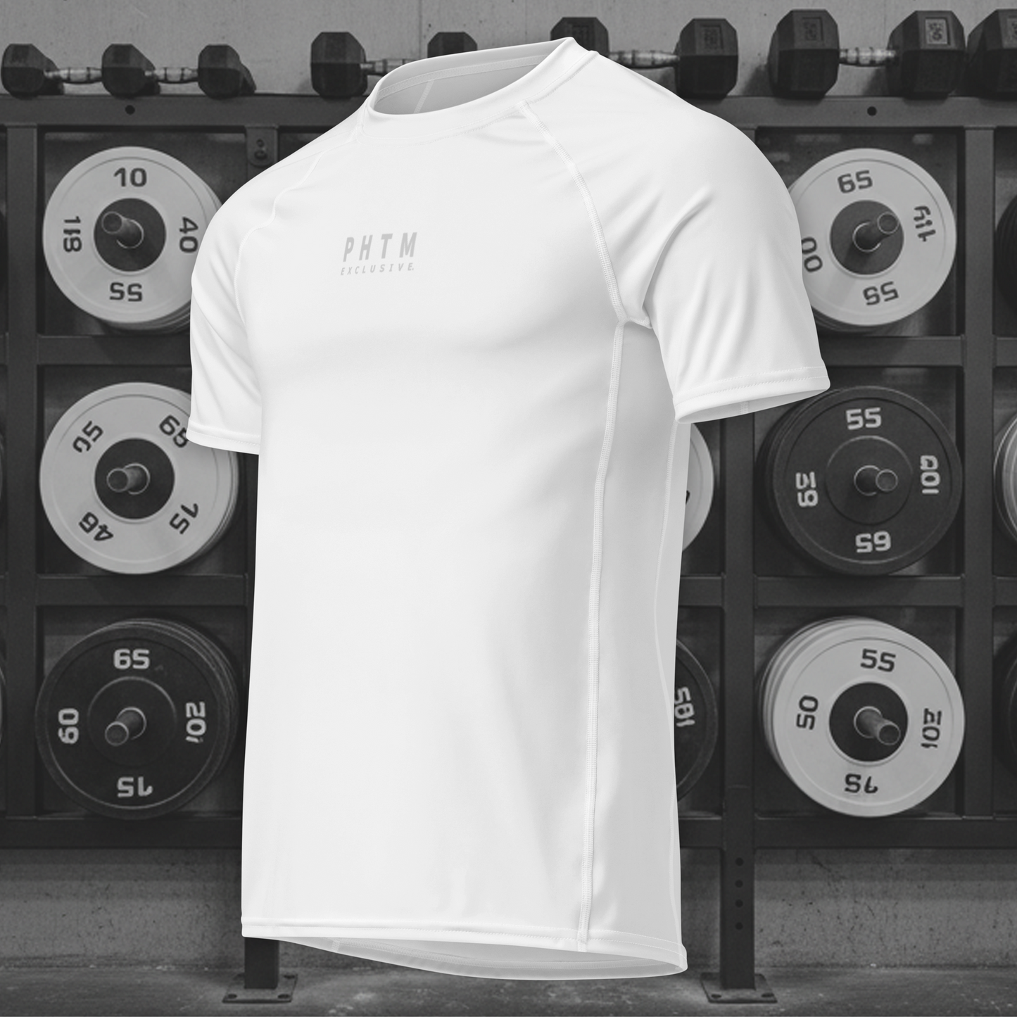 Muscle Fit Gym Top - Acronym Design - Light Grey Text