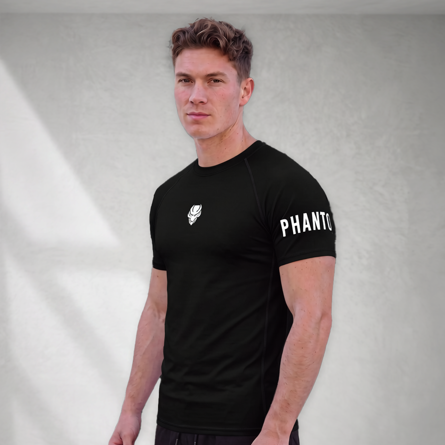 Muscle Fit Gym Top - Sleeve Design - Black