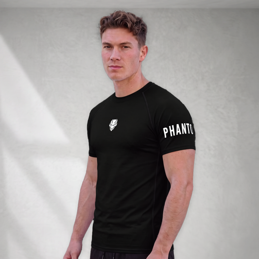 Muscle Fit Gym Top - Sleeve Design - Black