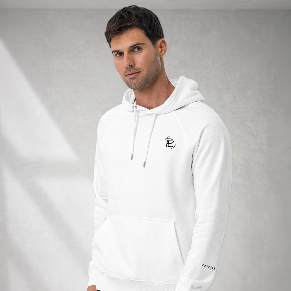 Regular Fit Merged Logo Hoodie - White