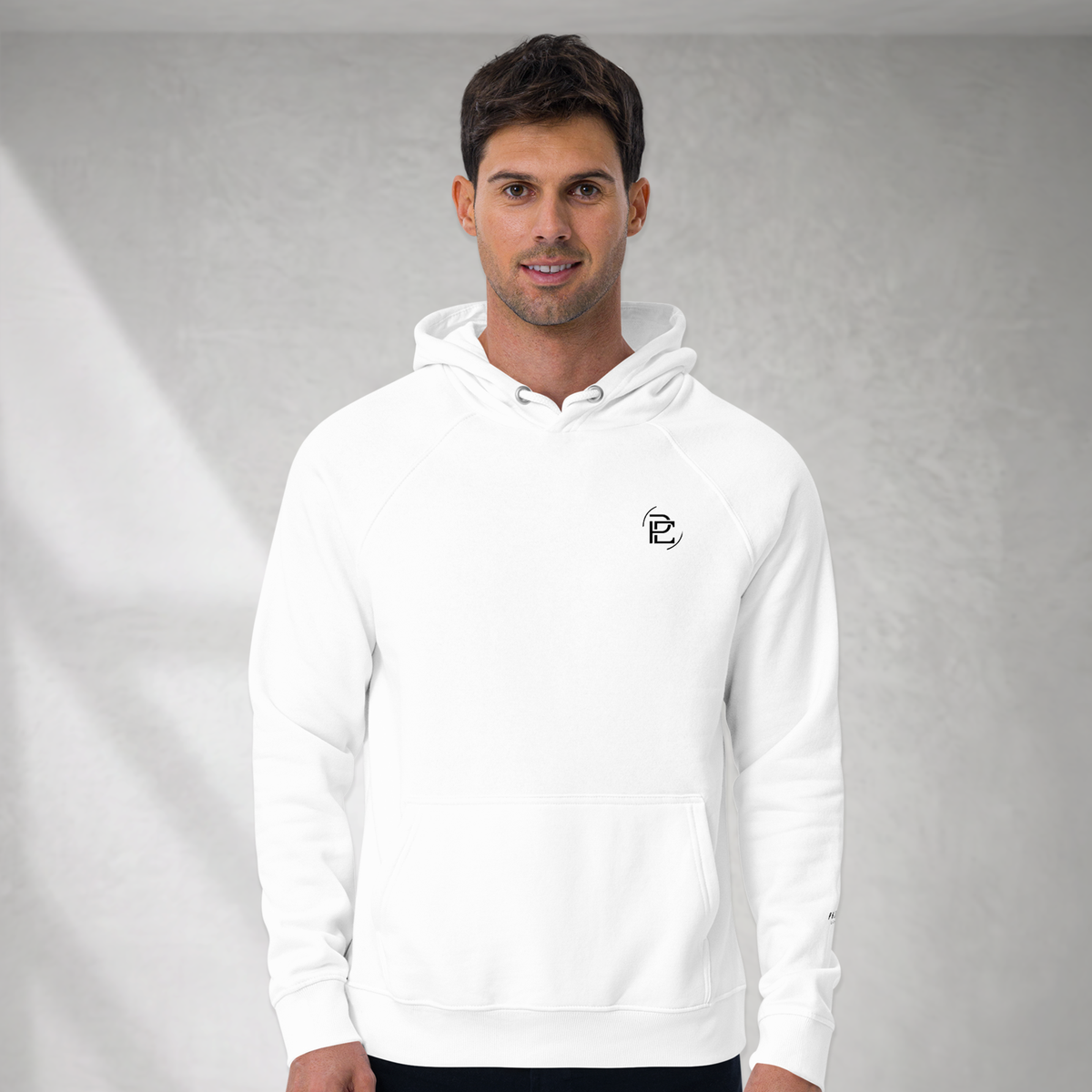 Regular Fit Merged Logo Hoodie - White