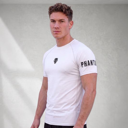 Muscle Fit Gym Top - Sleeve Design - White