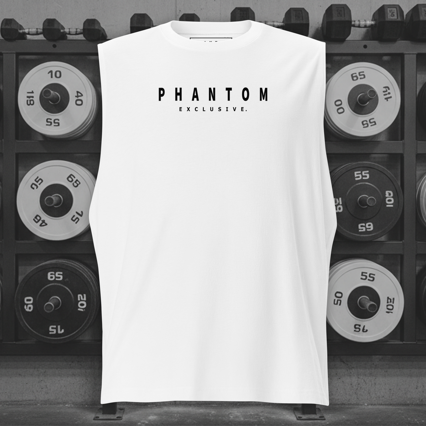Men's - Premium Muscle Fit Tank Top - White, Black Text