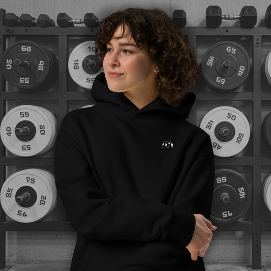 Women's - Premium Oversized Gym Club Hoodie - Black & White