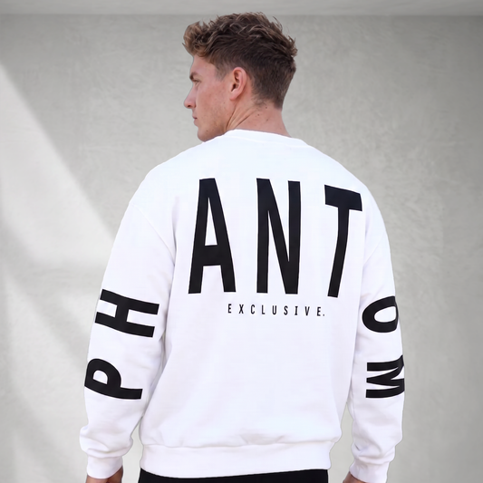 Large Text Oversized Jumper - White