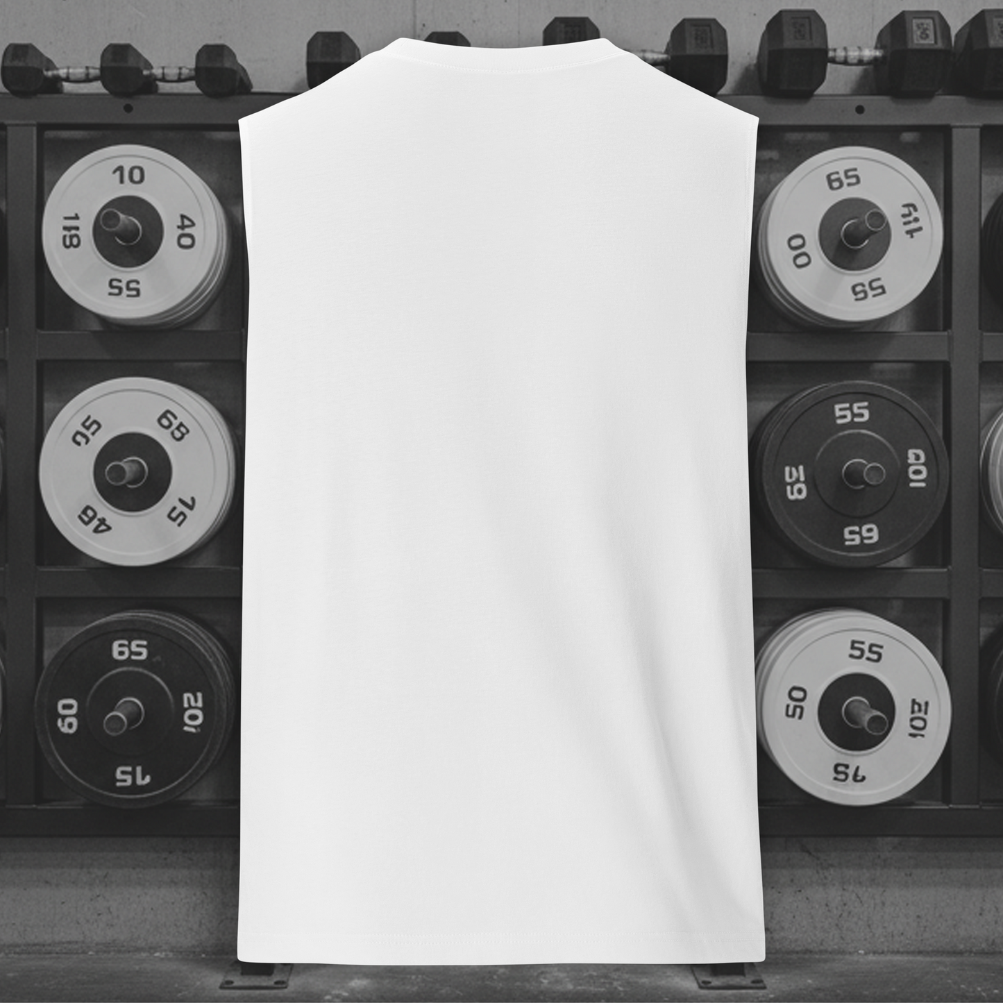 Muscle Fit Tank Top - Light Grey Embroidery