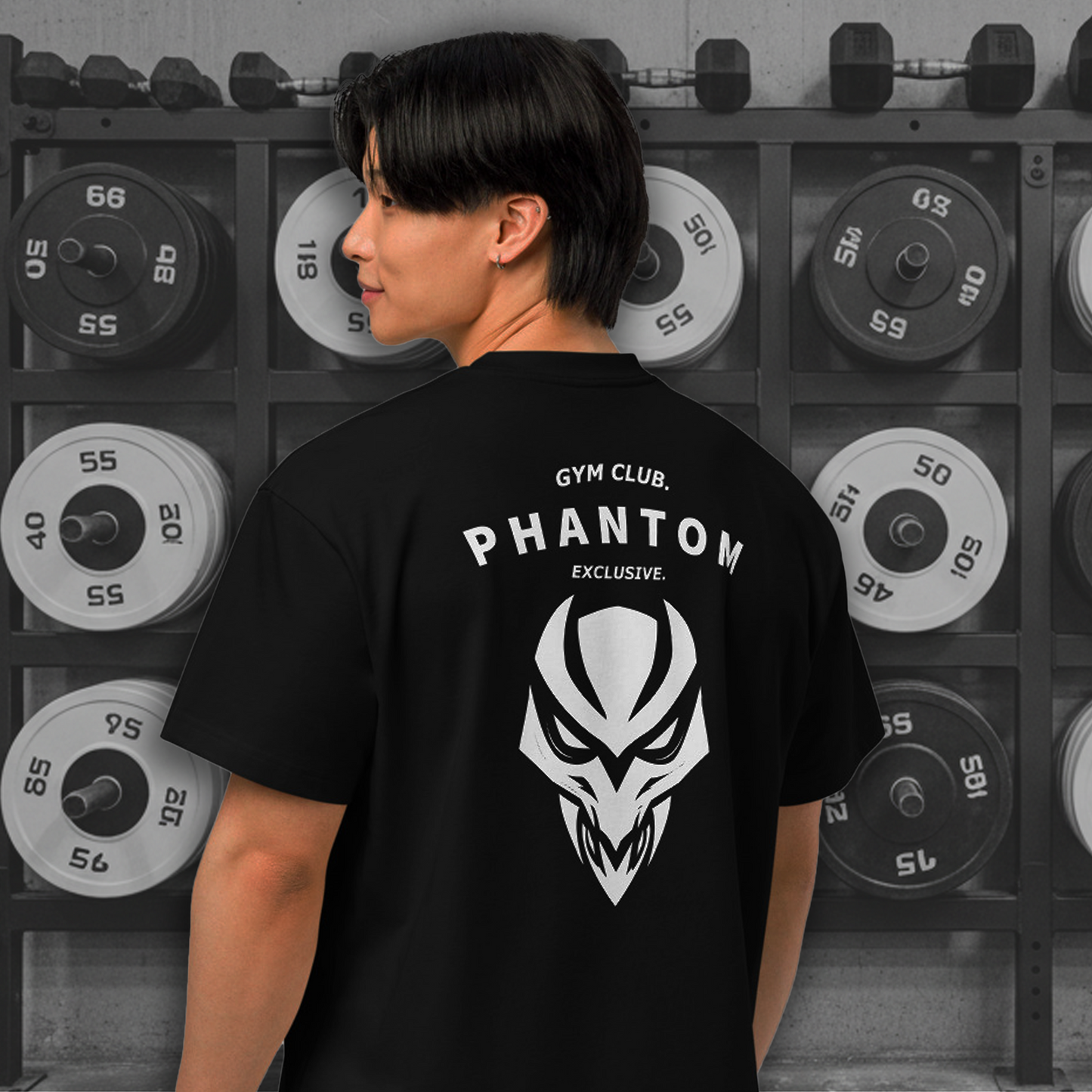 Mens - Boxy Gym Club T Shirt - Oversized - Black & White