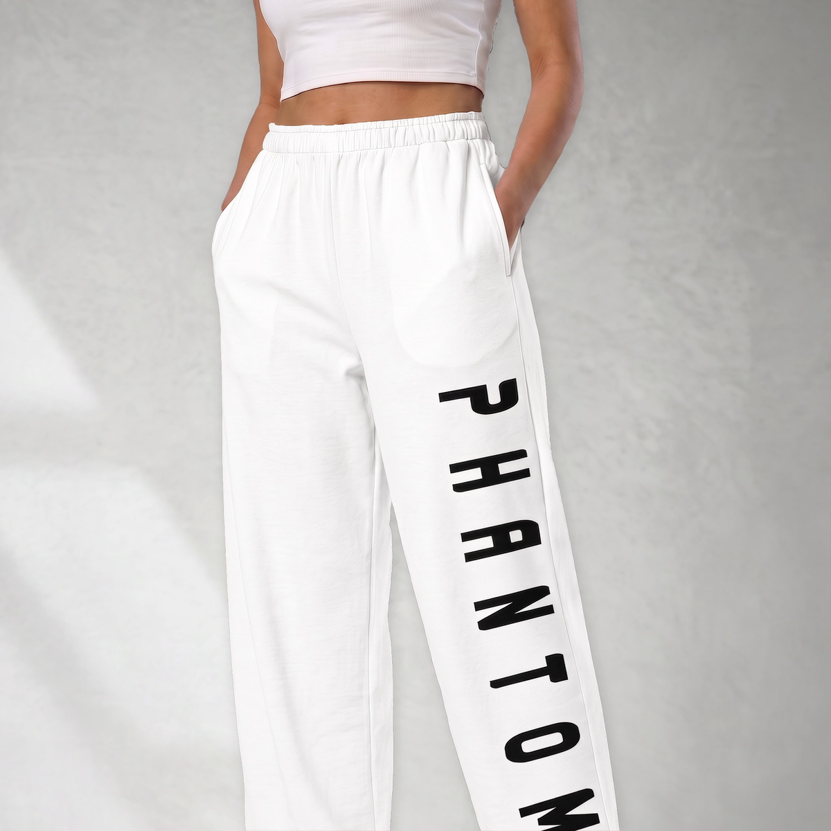 Cotton Wide Legged Joggers - White