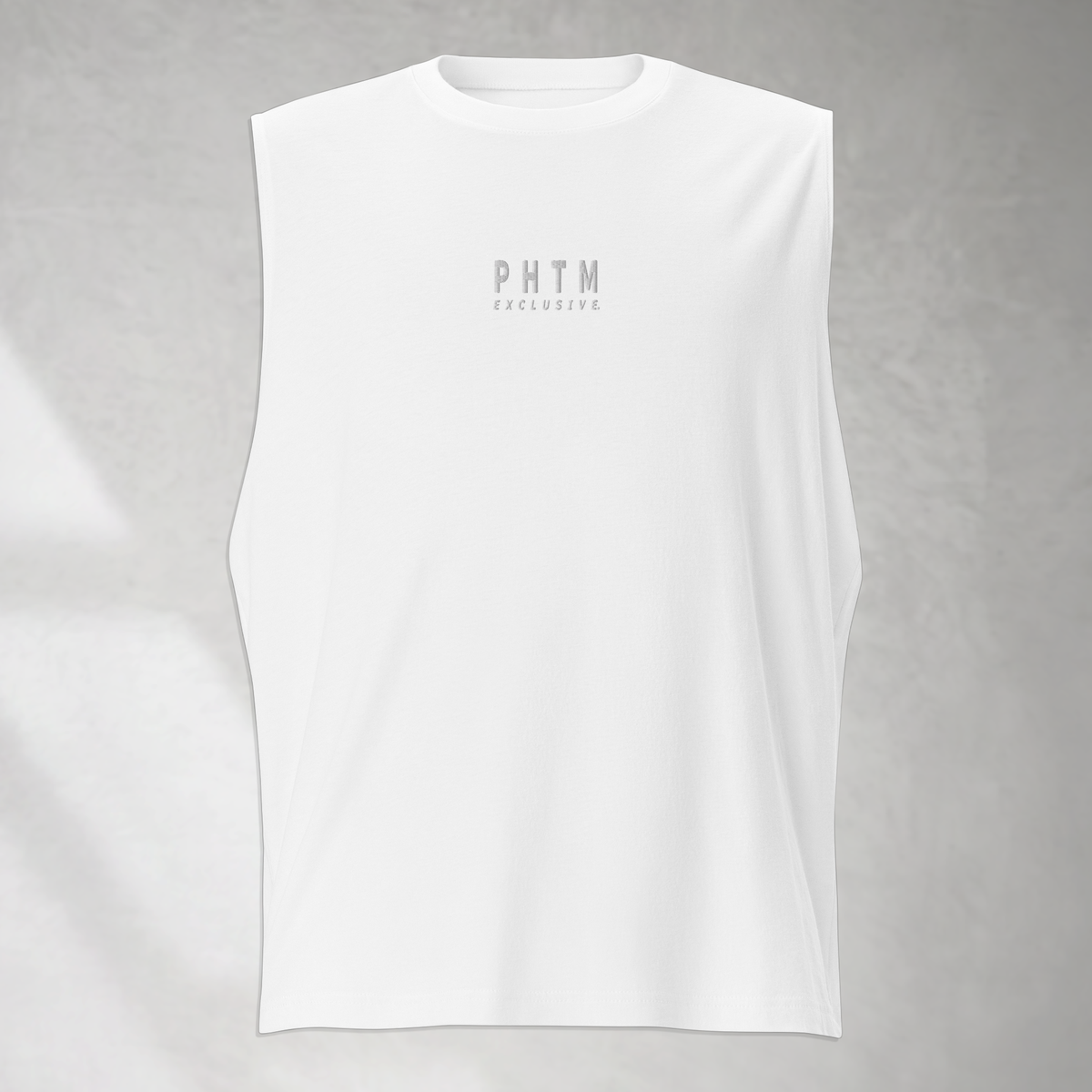 Muscle Fit Tank Top - Light Grey Embroidery