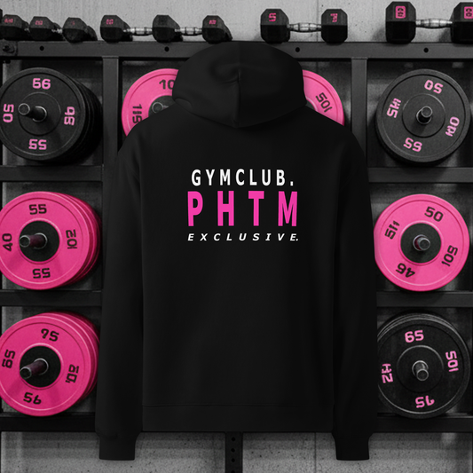 Women's - Oversized Cotton Hoodie - Black & Pink