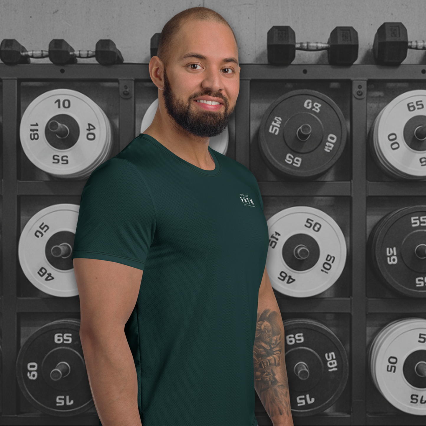 Muscle Fit Breathable T Shirt - Gym Club - Pine Green