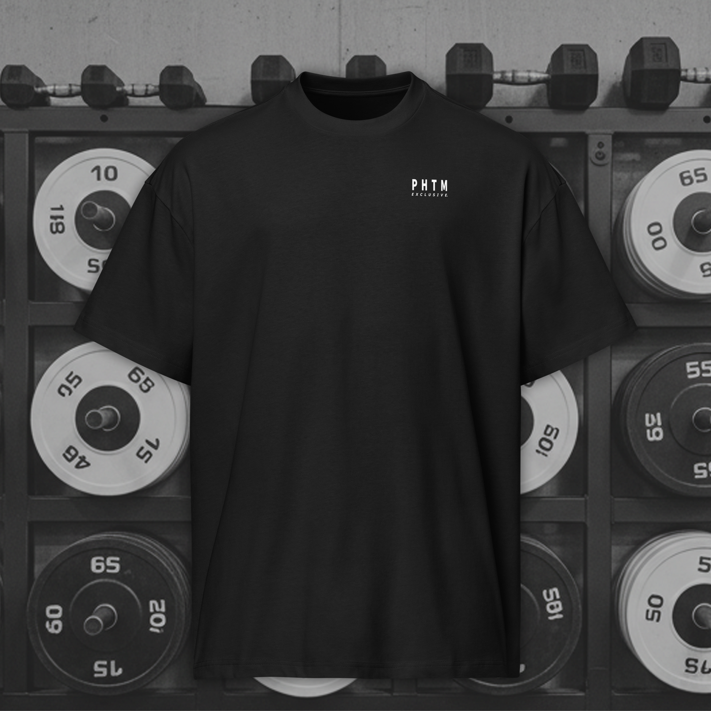 Women's - Oversized  T Shirt Text Wall Design - Black & White