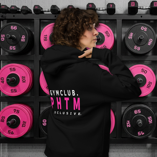 Women's - Oversized Cotton Hoodie - Black & Pink