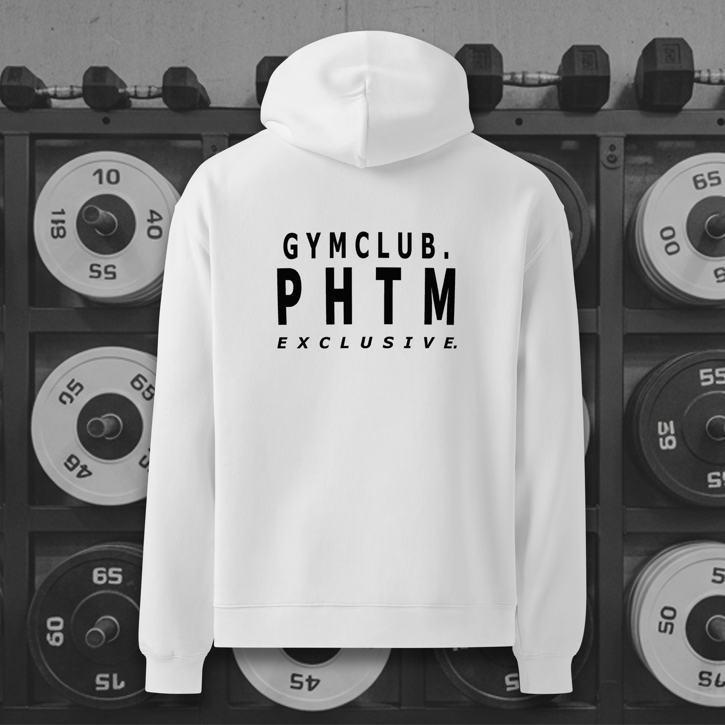 Premium Oversized Gym Club Hoodie - White & Black