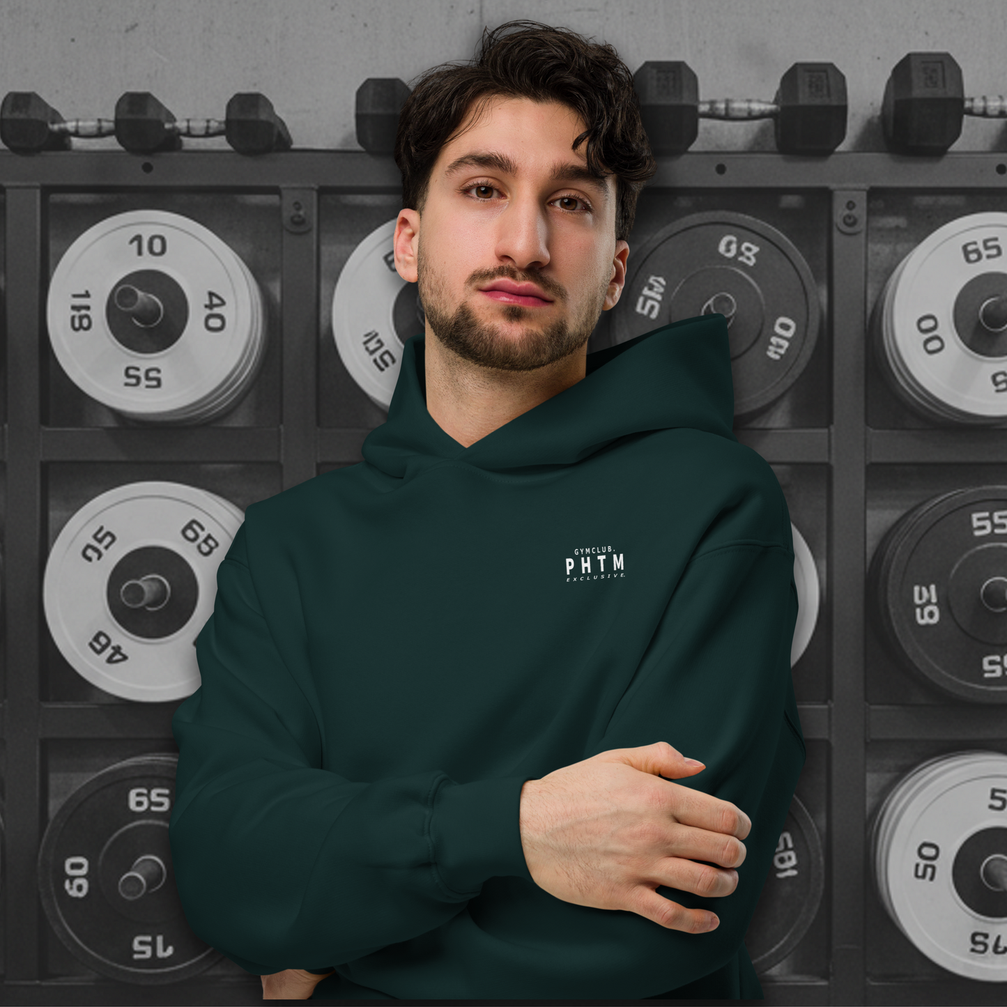 Premium Oversized Gym Club Hoodie - Pine Green