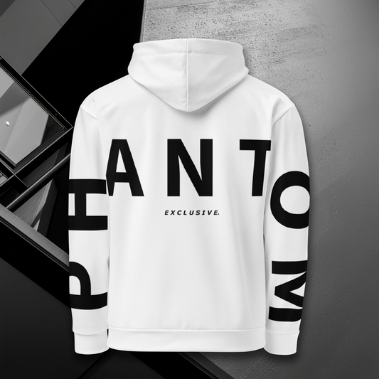 Premium Cotton Large Text Hoodie - White & Black